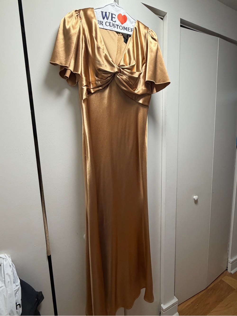 Gold satin formal dress